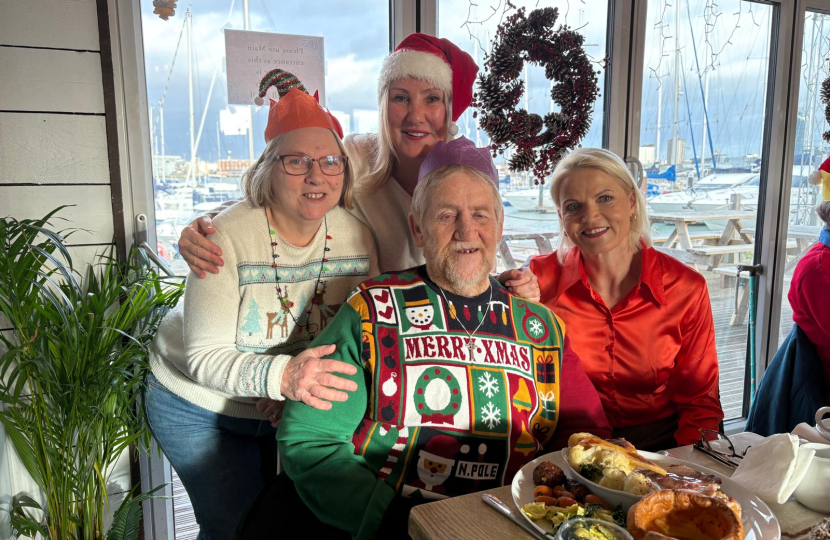 Dame Caroline Dinenage and Cllr Lesley Meenaghan at the Boathouse Cafe with guests