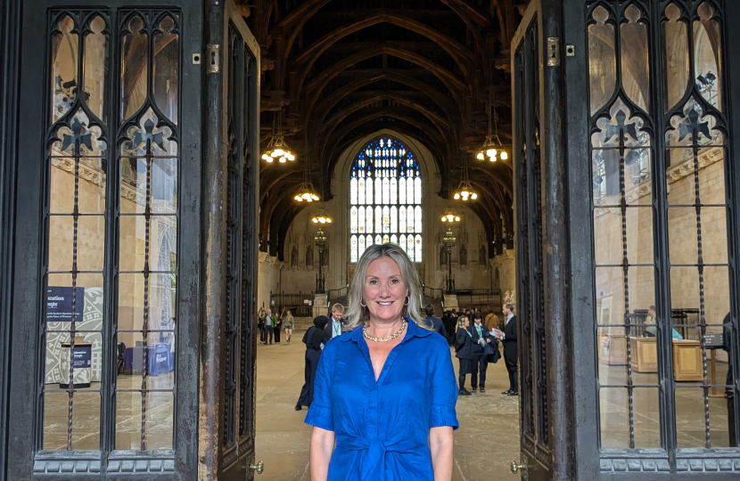 Caroline at the door to Westminster Hall