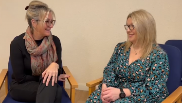 Dame Caroline Dinenage MP in a meeting with Charlotte Fairall