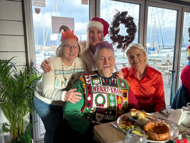 Dame Caroline Dinenage and Cllr Lesley Meenaghan at the Boathouse Cafe with guests